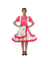 Vestido Huasa Chinita Floreado Fucsia/Blanco 1 Unidad - KiraKira