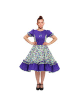 Vestido Huasa Chinita Floreado Lila 1 Unidad