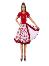 Vestido Huasa Chinita Floreado Burdeo/Blanco 1 Unidad - KiraKira