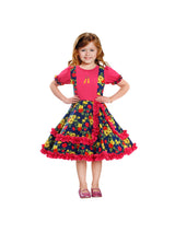Vestido Huasa Chinita Floreado Fucsia/Azul 1 Unidad - KiraKira