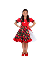 Vestido Huasa Chinita Floreado Rojo/Negro 1 Unidad - KiraKira