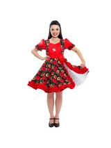 Vestido Huasa Chinita Floreado Rojo/Negro 1 Unidad - KiraKira
