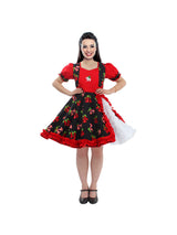 Vestido Huasa Chinita Copihue Rojo/Negro 1 Unidad - KiraKira