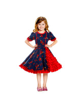 Vestido Huasa Chinita Floreado Azul/Rojo 1 Unidad