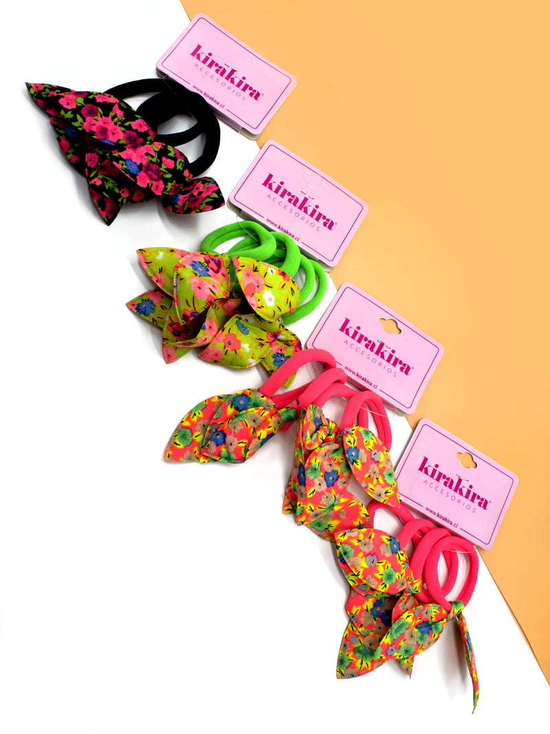 Colet Panty Conejo Flores Fluor Set De 4 Piezas 12 Unidades