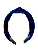 Cintillo Plush Arrugado Nudo Azul Marino  X 12 Unidades