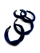 Cintillo Plush Arrugado Nudo Azul Marino  X 12 Unidades