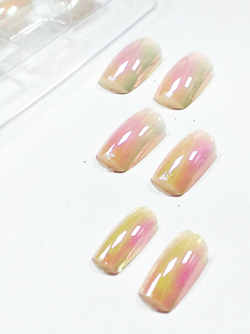 Uñas Postizas Nacarado Rosado 1 Set