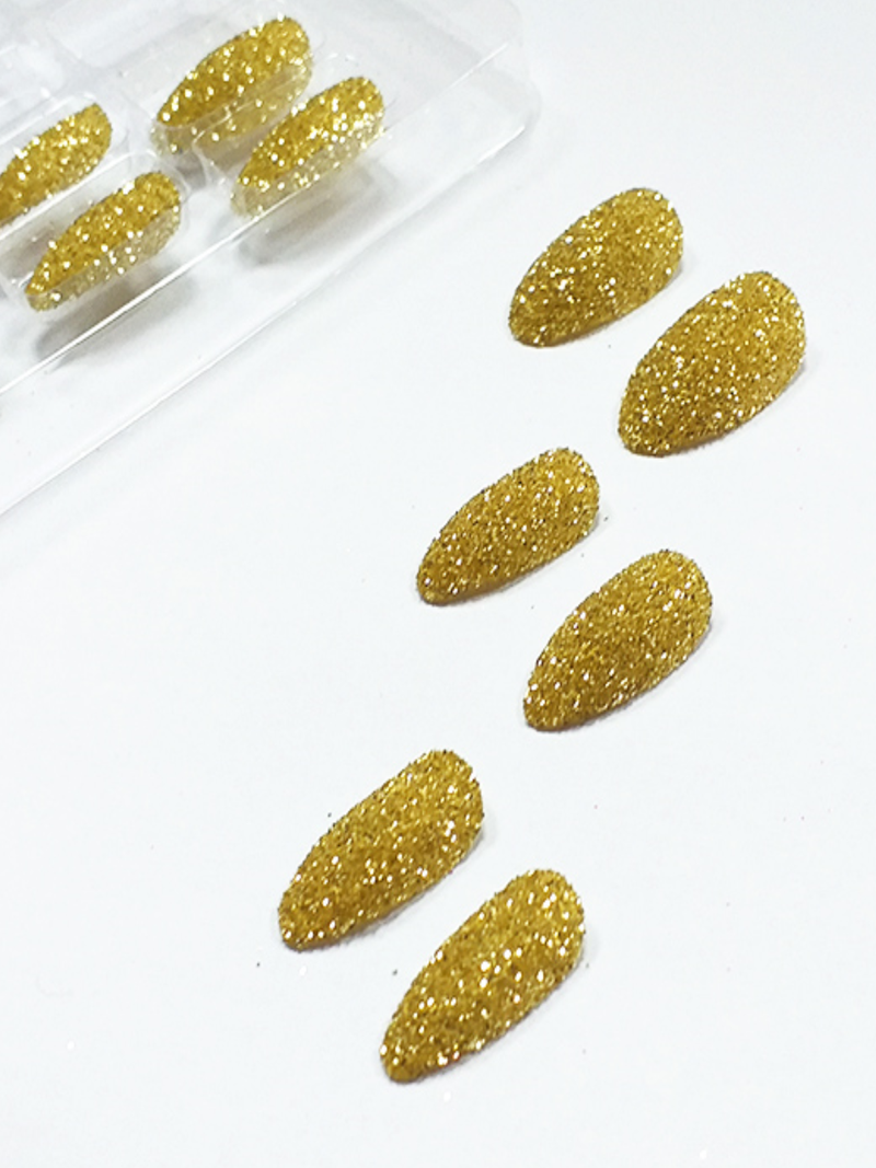 Uñas Postizas Glitter Dorado 1 Set