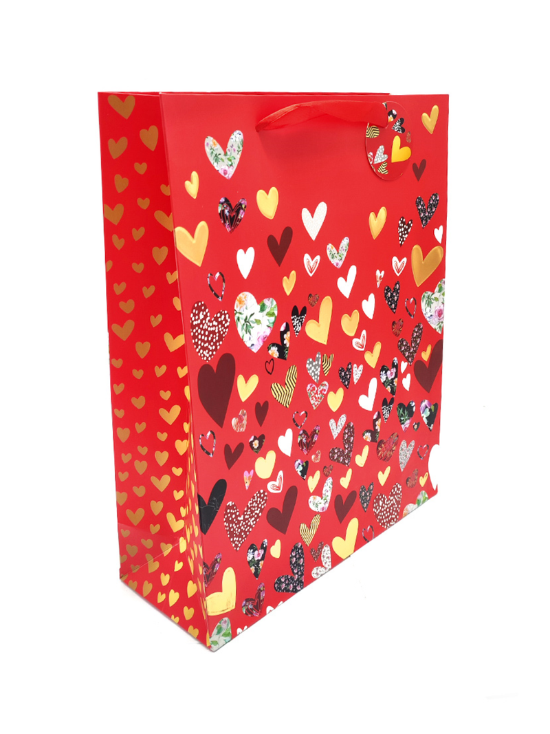 Bolsa de Regalo Corazones Dorado 12 Unidades