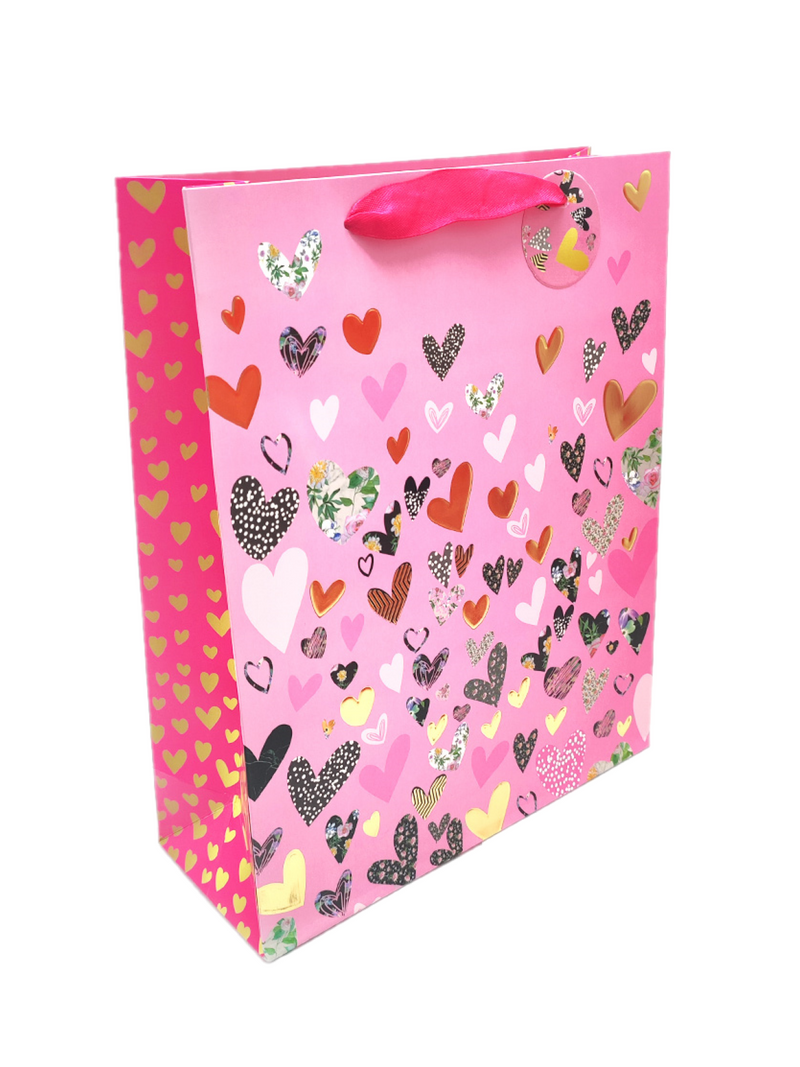 Bolsa de Regalo Corazones Dorado 12 Unidades