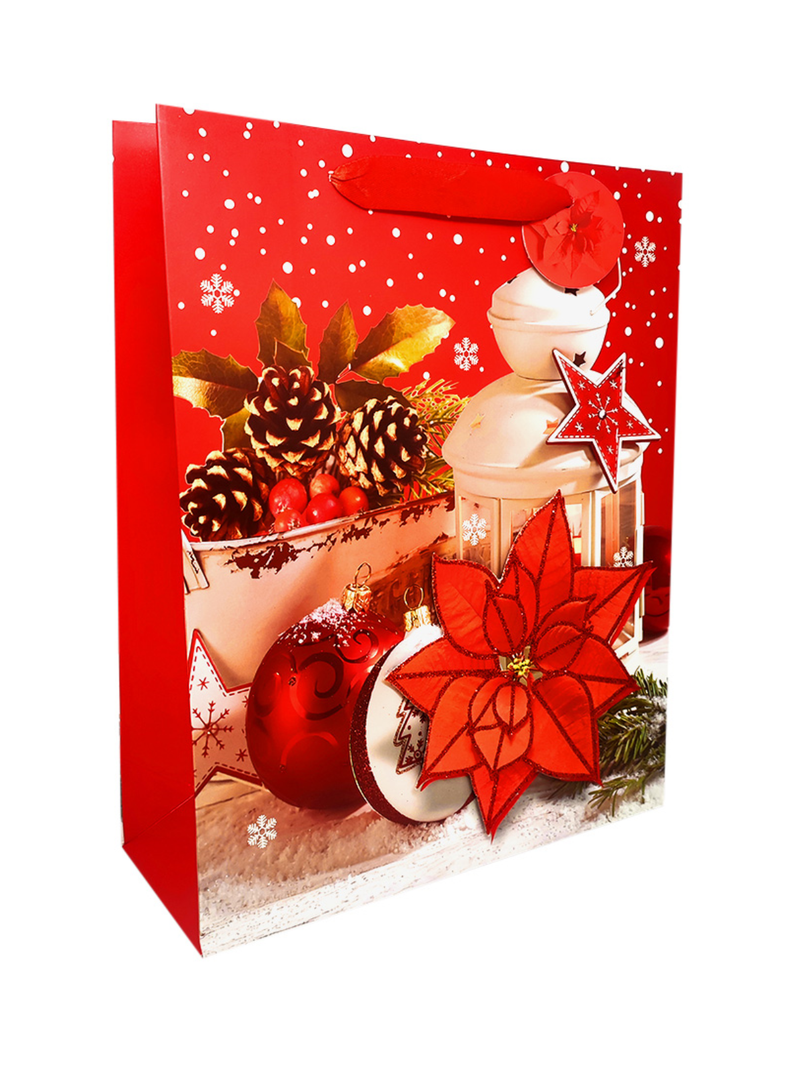 Bolsa de Regalo Navidad Glitter 12 Unidades Diseños Surtidos