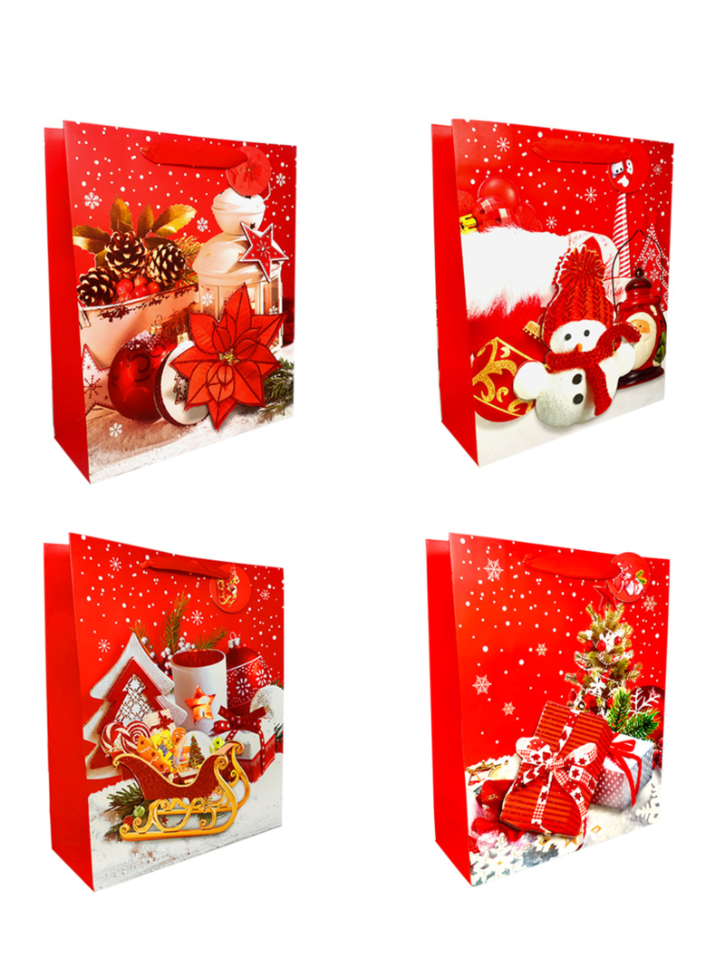 Bolsa de Regalo Navidad Glitter 12 Unidades Diseños Surtidos