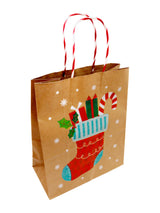 Bolsa de regalo Kraft Iconos Navidad x 12 Unidades