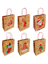 Bolsa de regalo Kraft Iconos Navidad x 12 Unidades