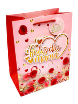 Bolsa de Regalo Feliz Dia Mama Rosas  X 12 Unidades