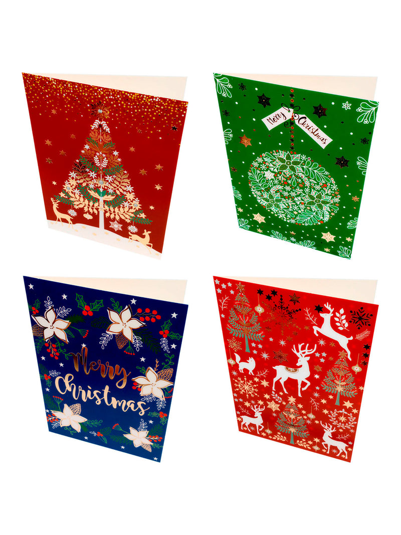 Tarjeta Navideña 9.5X13.5Cm Adornos X 2 Pcs X 12 Unidades