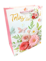 Bolsa De Regalo Feliz Dia Mama Flores  X 12 Unidades