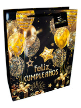 Bolsa De Regalo Feliz Cumpleaños Golden  X 12 Unidades