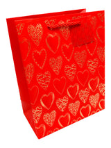 Bolsa De Regalo Corazones Folia Dorado X 12 Unidades