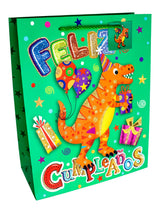 Bolsa De Regalo Feliz Cumple Dino  X 12 Unidades