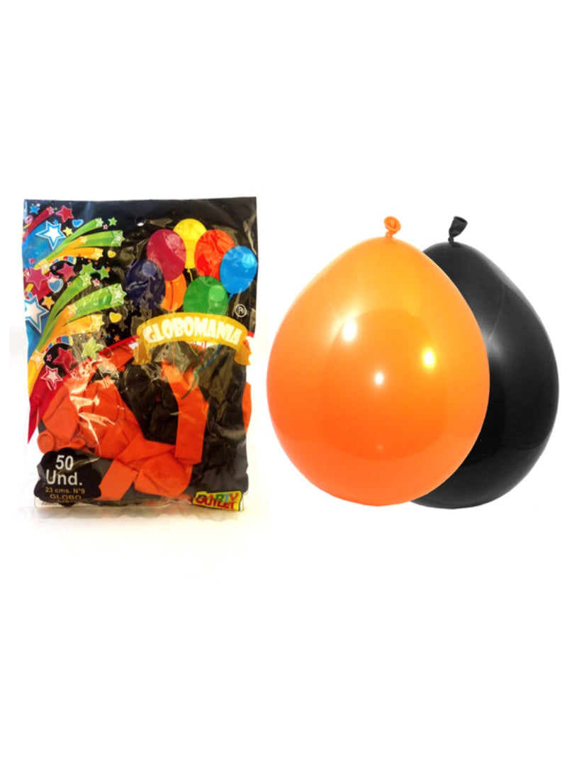 Globo N°9 Standard Negro/Naranja 50 Unidades