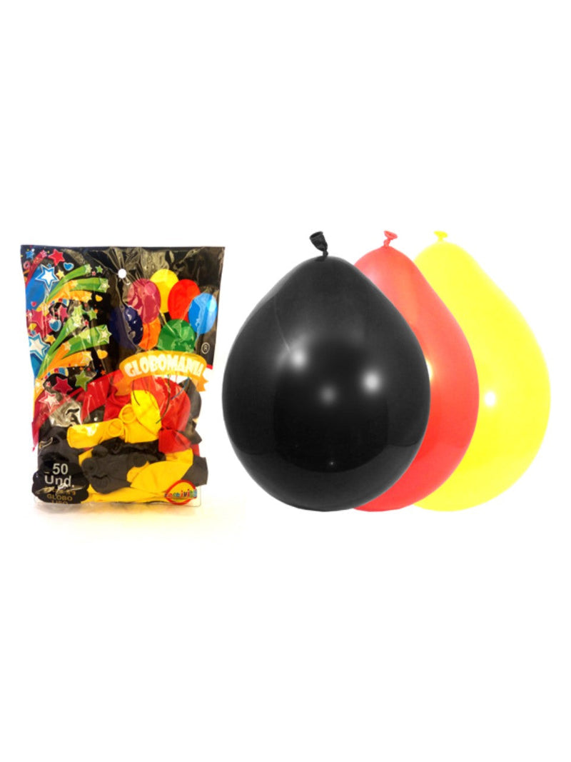 Globo N°9 Standard Rojo/Negro/Amarillo 50 Unidades