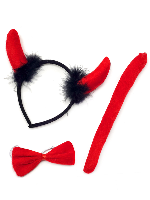 Set 3 Piezas Cintillo Diablo Pelos Negro