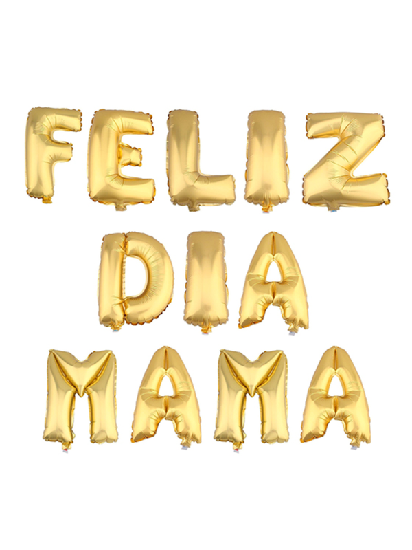 Globo Metálico Letras 16´ Feliz Dia Mamá Dorado 1 Unidad