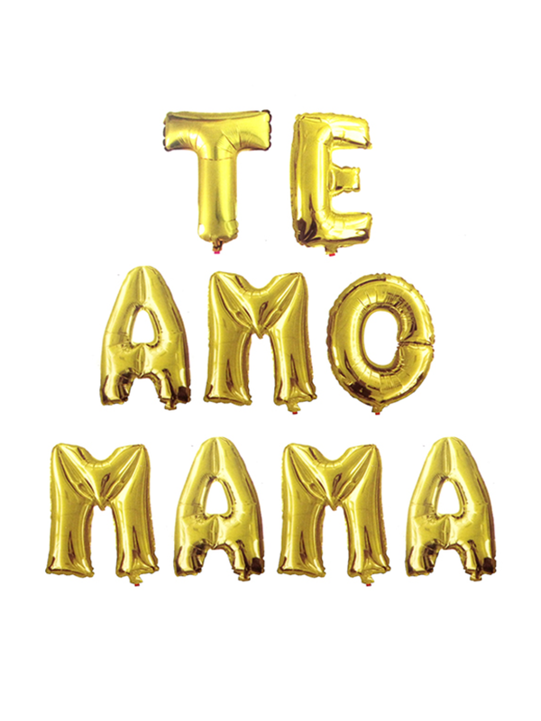 Globo Metálico Letras 16´ Te Amo Mama Dorado 1 Unidad