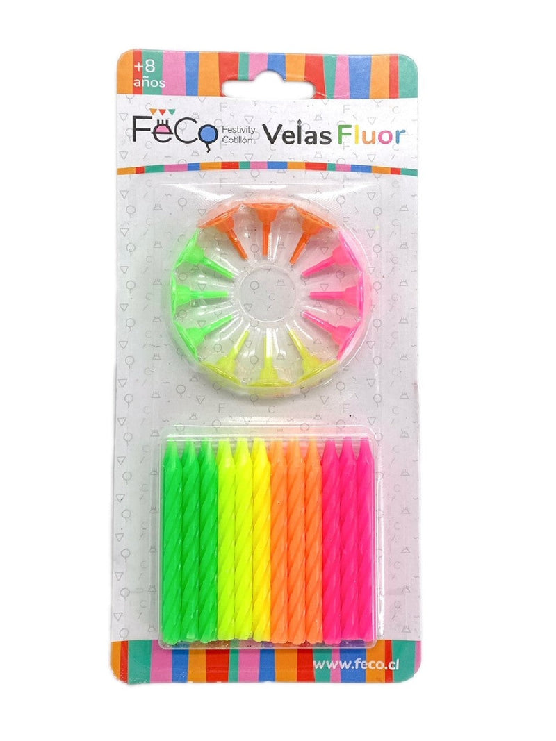 Vela Clasica Neon 24 Piezas 1 Unidad