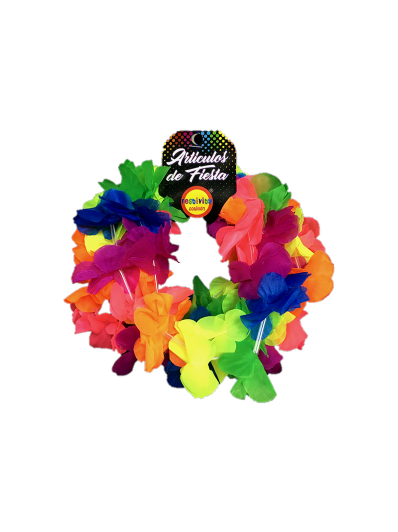 Cintillo Elasticado Flor Hawaiano Fluor 6 Unidades