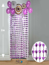 Cortina  Metálica Corazones Fucsia 2 Metros x 1 Metro 1 Unidad