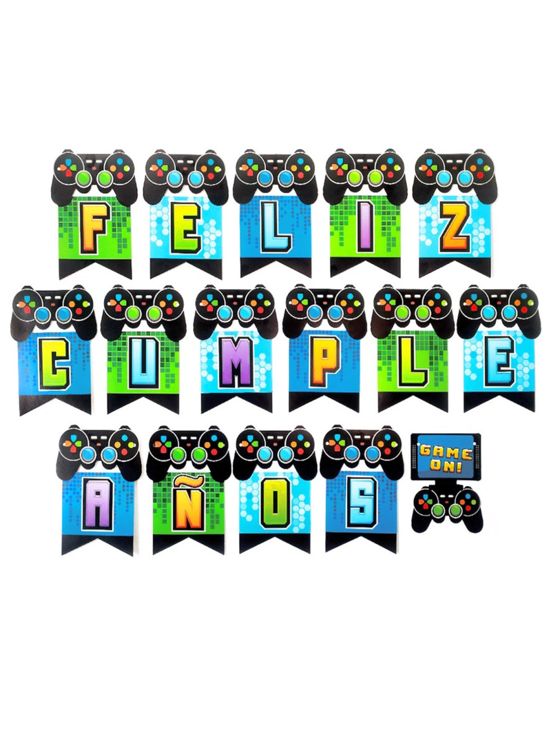 Guirnalda Feliz Cumpleaños Gamer 4 Metros 1 Unidad