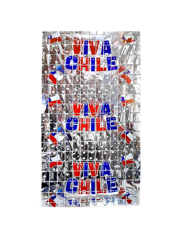 Adorno Mural Metálico Viva Chile Plateado 1pcs