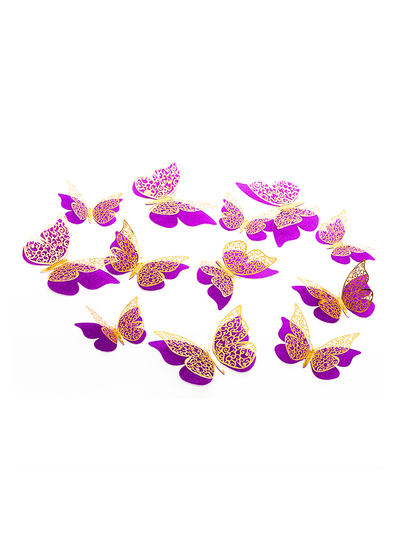 Deco Mariposas Morado 12 Piezas