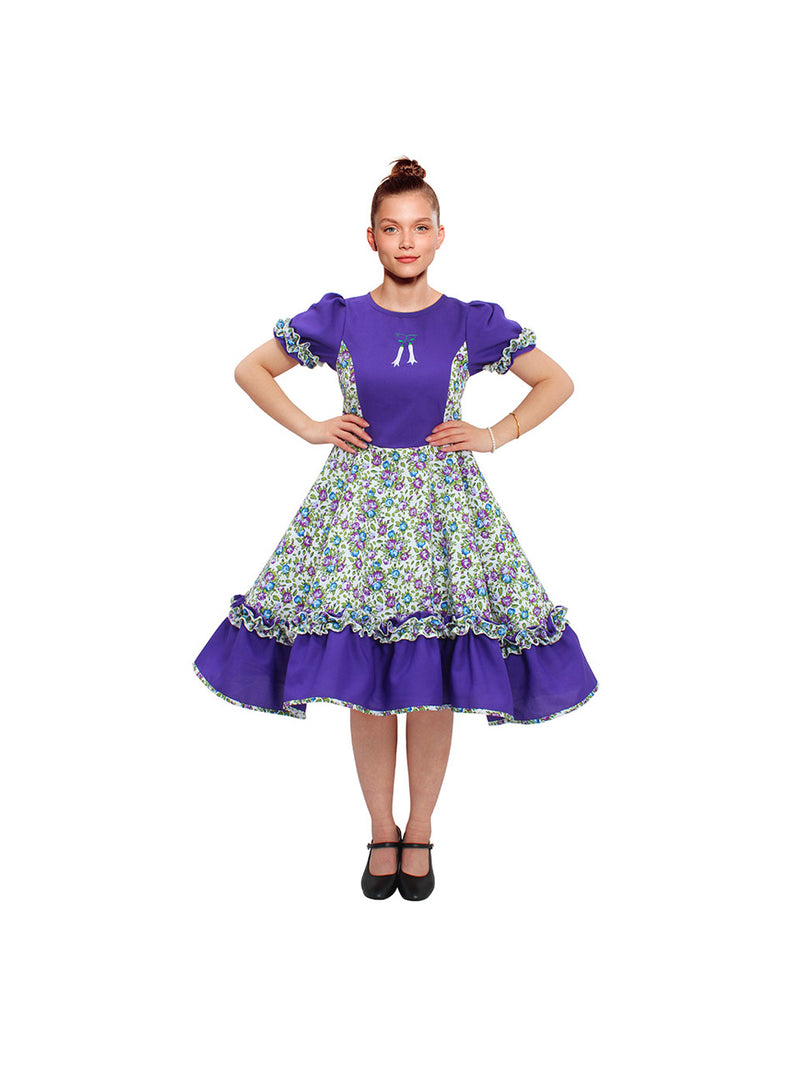 Vestido Huasa Chinita Floreado Lila 1 Unidad