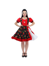 Vestido Huasa Chinita Copihue Rojo/Negro 1pcs