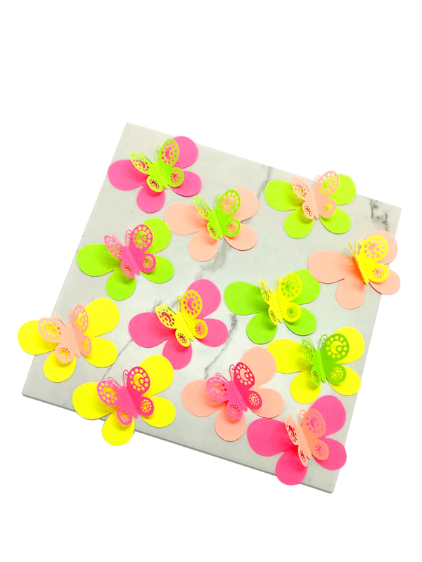 Deco Mariposas Multicolor Flúor 12 Piezas