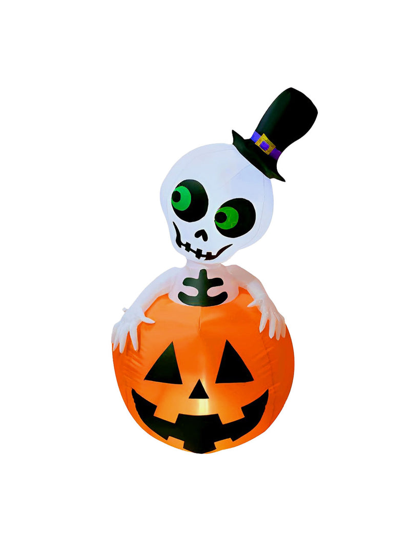 Adorno Halloween Calabaza Esqueleto Inflable LED 150cm