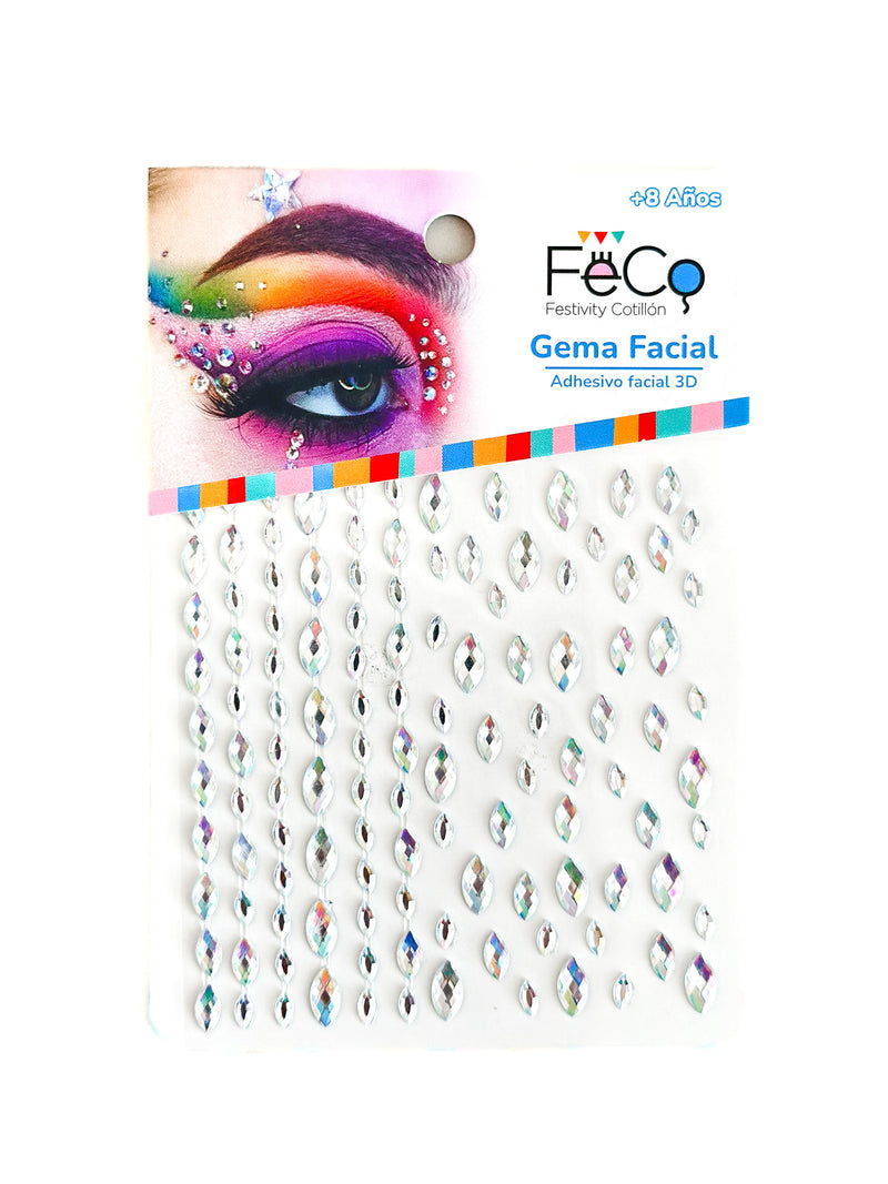Sticker Gema para Rostro Diseño Cristal Nacarado 12pcs