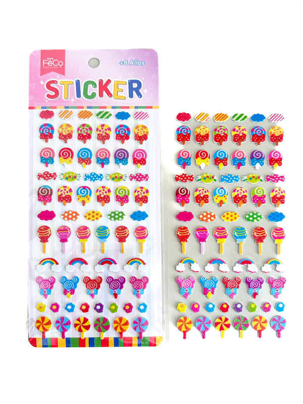 Sticker Glitter Infantil Dulces 12pcs
