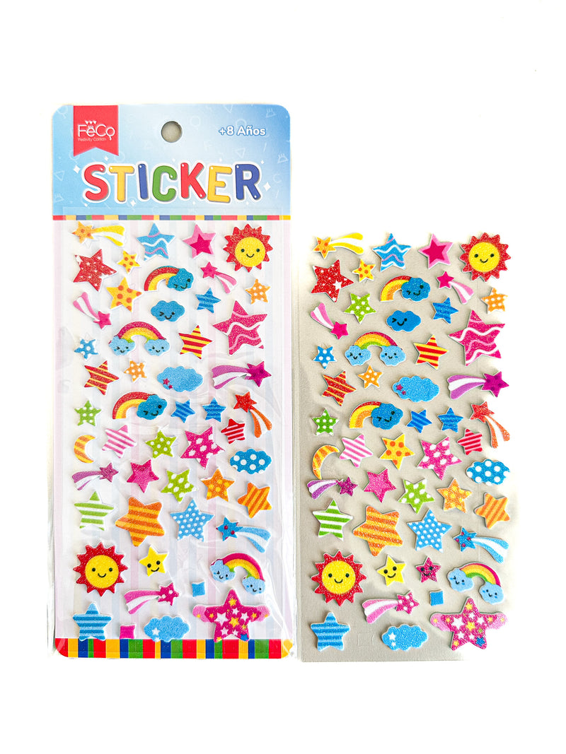 Sticker Glitter Infantil Clima 12pcs