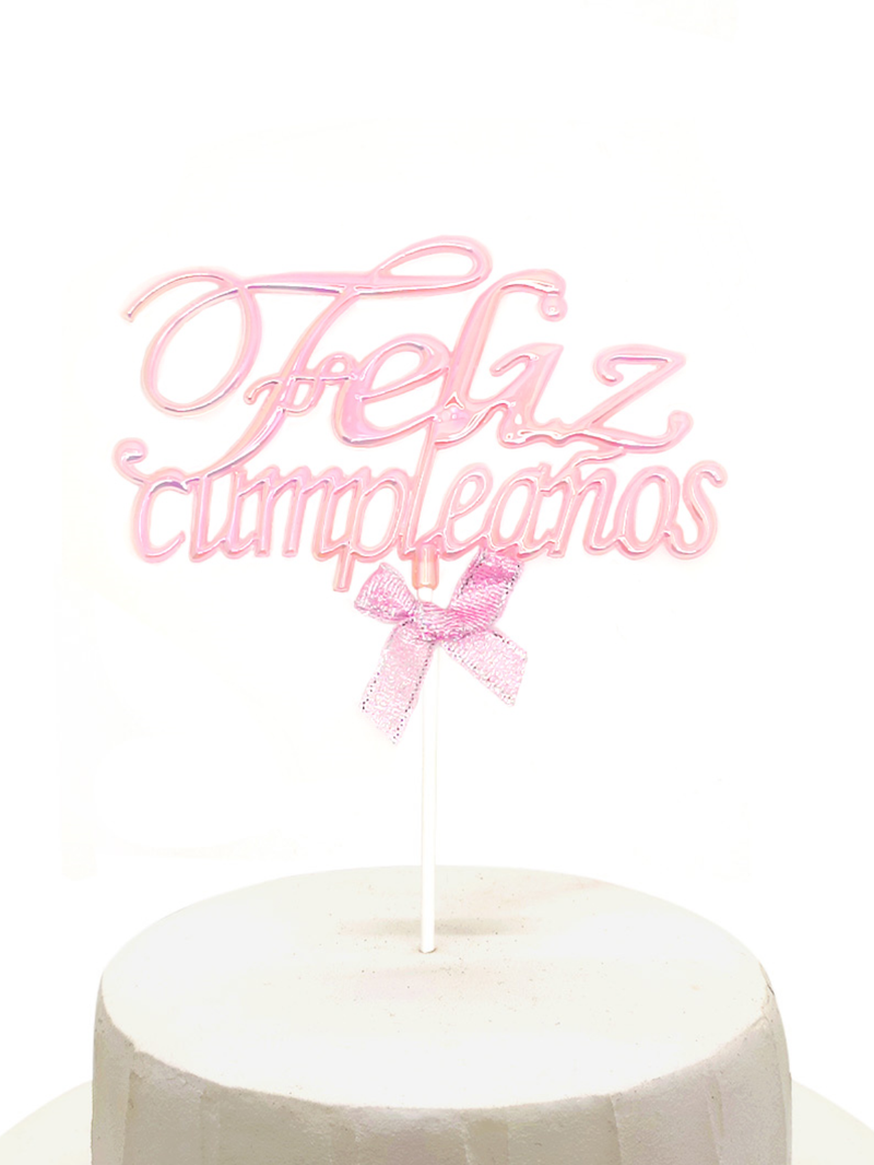 Deco Torta Acrilico Feliz Cumpleaños Rose Glow 1 Unidad