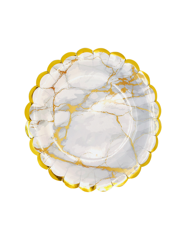 Plato Carton 7 Marmoleado 6 Unidades