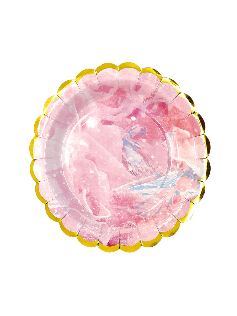 Plato Carton 7 Marmoleado 6 Unidades