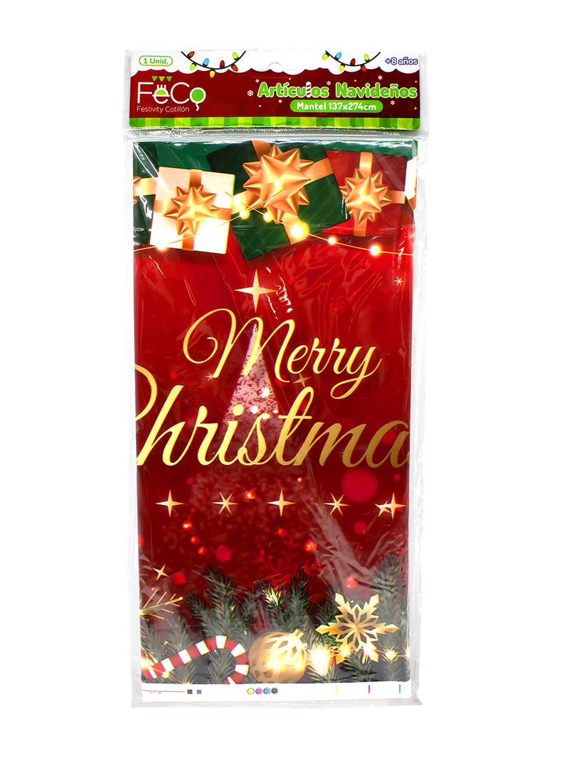 Mantel Plastico 137 x 274 Cm Merry Christmas 1 Unidad