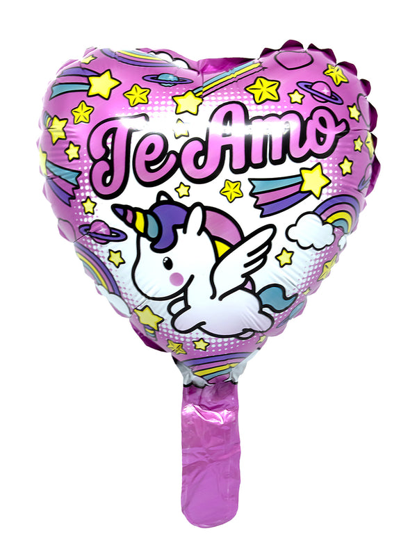 Globo Metálico 10´ Corazón Te Amo Unicornio 50 Unidades