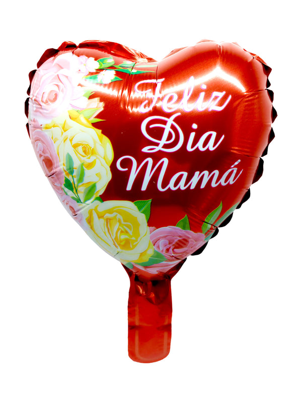 Globo Metalico 10 Feliz Dia Mama Floreado X 50 Unidades