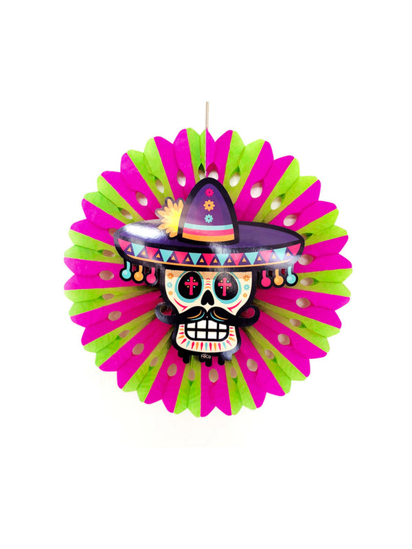 Guirnalda Abanico De Papel Calacas Halloween 45 Cm 1 Unidad
